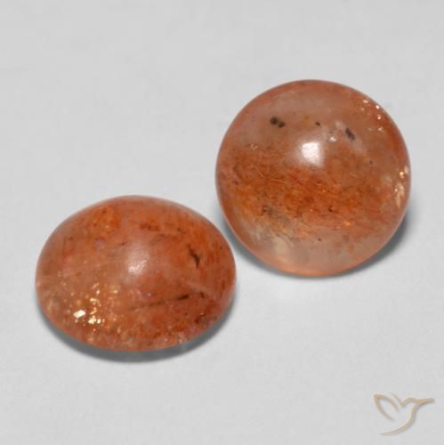 Gemas de Piedrasol Naranja medio natural de 2.04 ct, Redondo, Translúcido