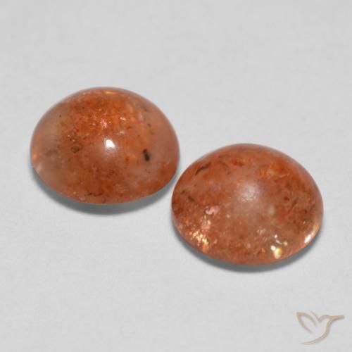 Gemas de Piedrasol Naranja medio natural de 2.04 ct, Redondo, Translúcido