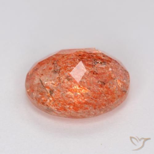 Piedrasol Rojo medio natural de 2.48 ct, Ovalada, Translúcido