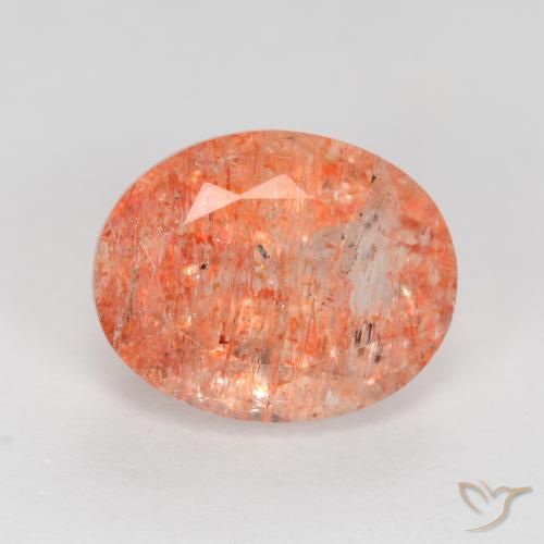 2.78ct Natural Naranja claro medio Piedrasol, Ovalada, Translúcido