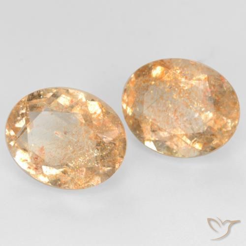 Gemas de Piedrasol Naranja cantaloupe natural de 4.91 ct, Ovalada, Transparente