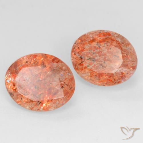 Gemas de Piedrasol Naranja rojizo natural de 4.38 ct, Ovalada, Translúcido