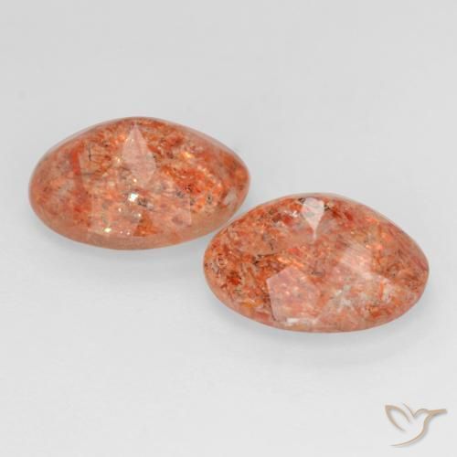 Gemas de Piedrasol Naranja rojizo natural de 4.38 ct, Ovalada, Translúcido
