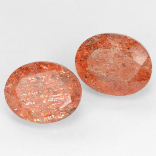Gemas de piedra sol naranja natural de 5,94 ct, corte óvalo, translúcido