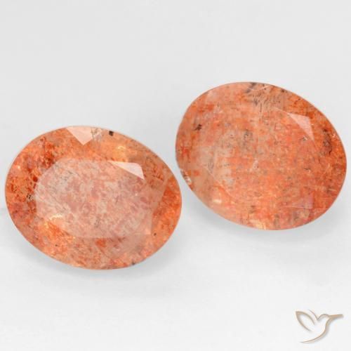 Gemas de Piedrasol Naranja medio natural de 5.15 ct, Ovalada, Translúcido