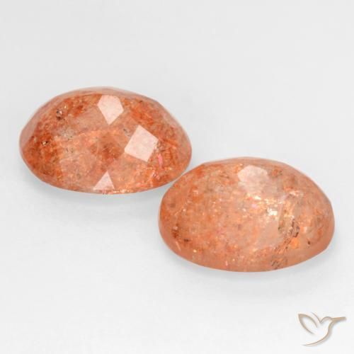 Gemas de Piedrasol Naranja medio natural de 5.15 ct, Ovalada, Translúcido