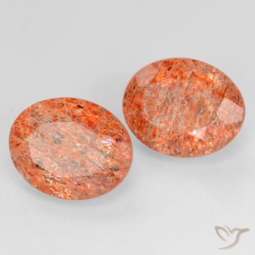 Gemas de Piedrasol Naranja medio natural de 4.65 ct, Ovalada, Translúcido