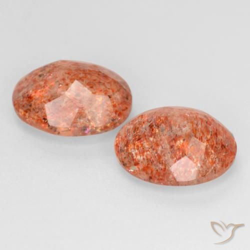 Gemas de Piedrasol Naranja medio natural de 4.65 ct, Ovalada, Translúcido
