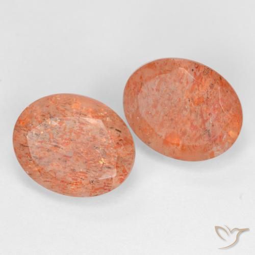 Gemas de Piedrasol Naranja medio natural de 5.24 ct, Ovalada, Translúcido