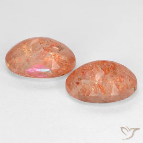 Gemas de Piedrasol Naranja medio natural de 5.24 ct, Ovalada, Translúcido