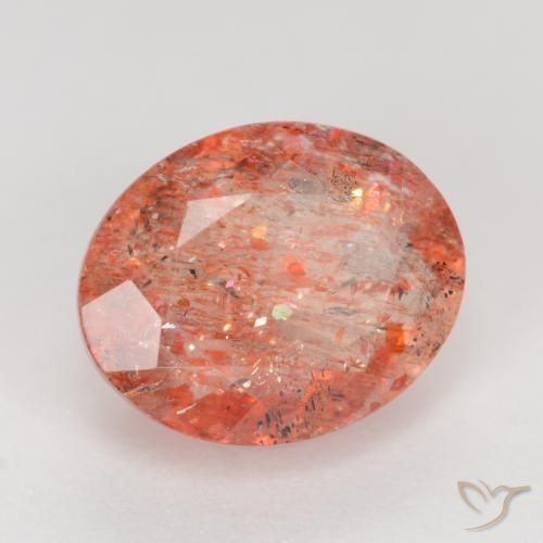 Piedrasol Rojo medio natural de 2.80 ct, Ovalada, Translúcido