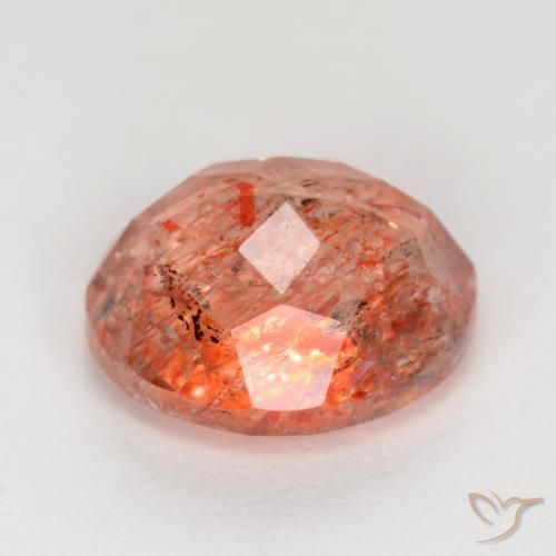 Piedrasol Rojo medio natural de 2.80 ct, Ovalada, Translúcido