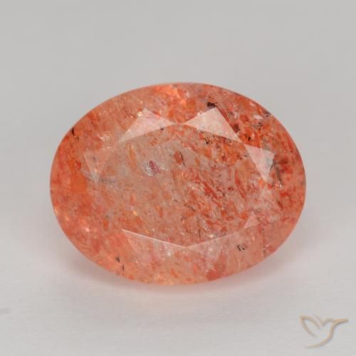 2.66ct Natural Rojo naranja claro Piedrasol, Ovalada, Translúcido