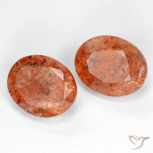 Gemas de Piedrasol Naranja rojizo natural de 4.77 ct, Ovalada, Translúcido
