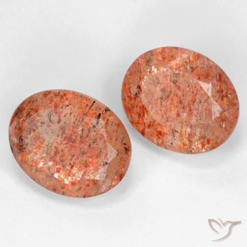 Gemas de Piedrasol Naranja medio natural de 4.88 ct, Ovalada, Transparente