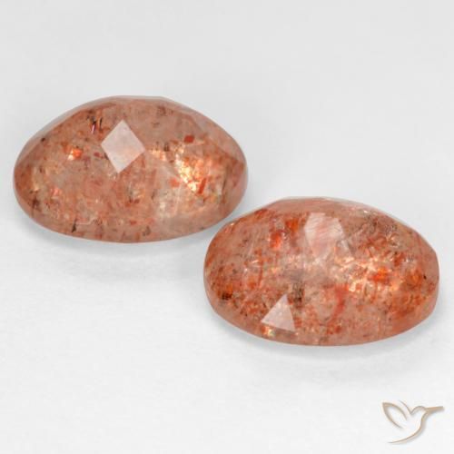 Gemas de Piedrasol Naranja medio natural de 4.88 ct, Ovalada, Transparente