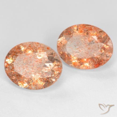 Gemas de Piedrasol Naranja claro natural de 4.22 ct, Ovalada, Transparente