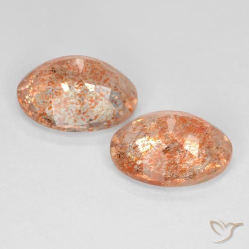 Gemas de Piedrasol Naranja claro natural de 4.22 ct, Ovalada, Transparente