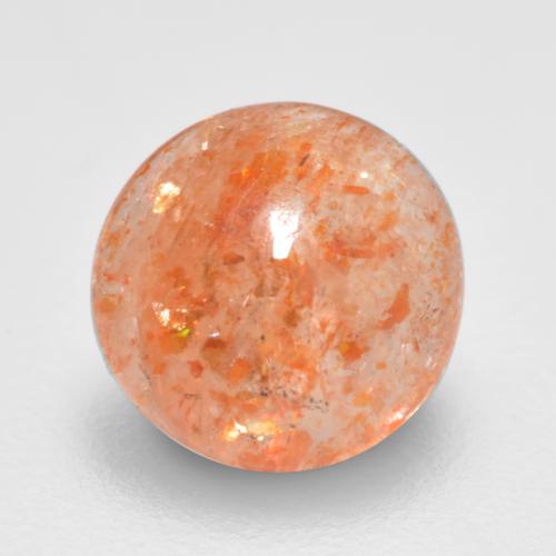 Piedra sol naranja natural de 0,86 ct, corte redondo, translúcido