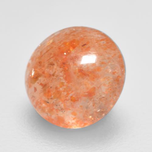 Piedra sol naranja natural de 0,86 ct, corte redondo, translúcido
