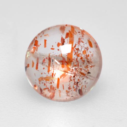 Piedra sol naranja natural de 0,86 ct, corte redondo, transparente