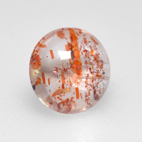 Piedra sol naranja natural de 0,86 ct, corte redondo, transparente