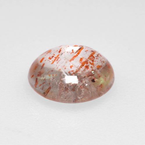Piedra sol naranja natural de 0,86 ct, corte redondo, transparente