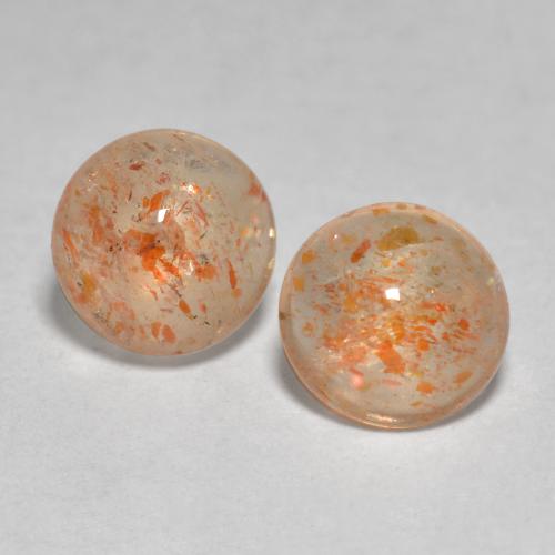 Gemas de piedra sol naranja natural de 1,48 ct, corte redondo, transparente