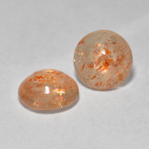 Gemas de piedra sol naranja natural de 1,48 ct, corte redondo, transparente