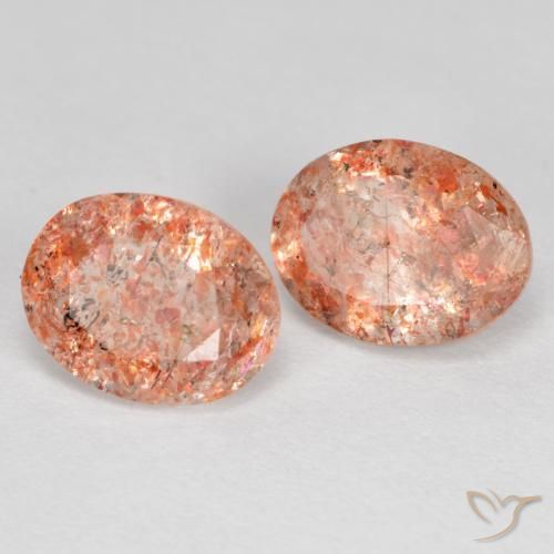Gemas de Piedrasol Naranja durazno natural de 2.51 ct, Ovalada, Translúcido