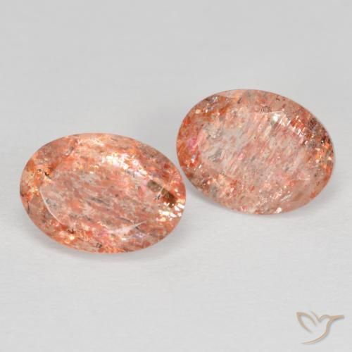 Gemas de Piedrasol Naranja medio natural de 2.30 ct, Ovalada, Translúcido