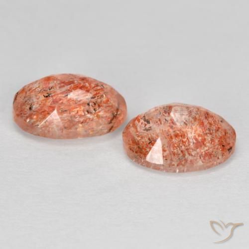 Gemas de Piedrasol Naranja medio natural de 2.30 ct, Ovalada, Translúcido
