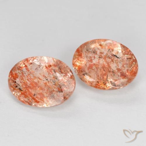 Gemas de Piedrasol Naranja rojizo natural de 2.00 ct, Ovalada, Translúcido