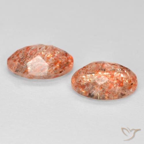 Gemas de Piedrasol Naranja rojizo natural de 2.00 ct, Ovalada, Translúcido
