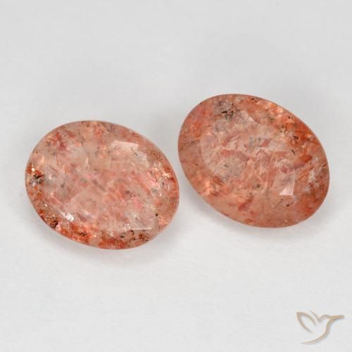 Gemas de Piedrasol Naranja medio natural de 2.23 ct, Ovalada, Translúcido