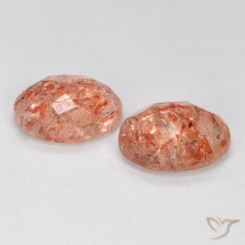 Gemas de Piedrasol Naranja medio natural de 2.23 ct, Ovalada, Translúcido