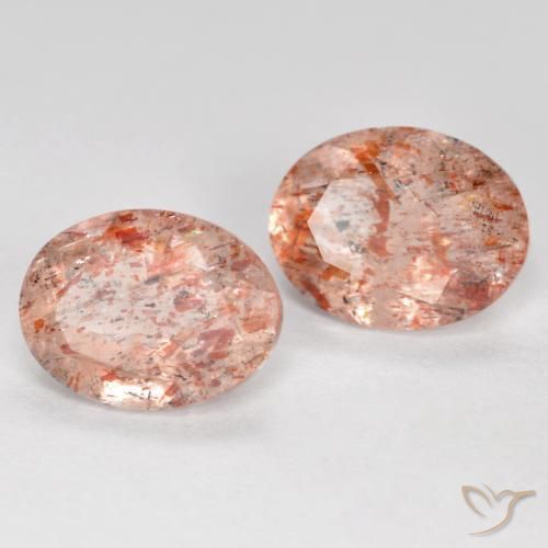 Gemas de Piedrasol Naranja durazno natural de 2.50 ct, Ovalada, Translúcido