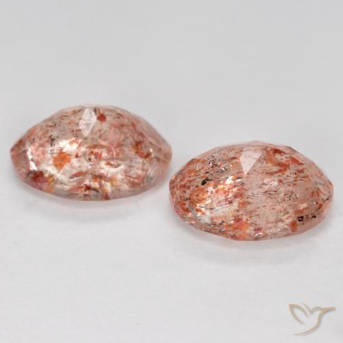 Gemas de Piedrasol Naranja durazno natural de 2.50 ct, Ovalada, Translúcido