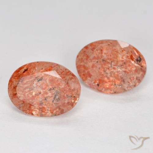 Gemas de Piedrasol Naranja rojizo natural de 2.28 ct, Ovalada, Translúcido
