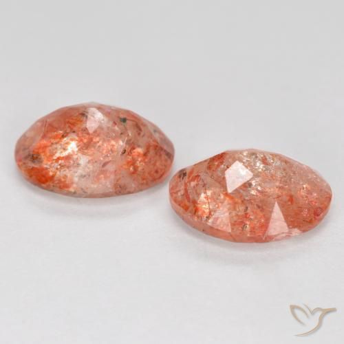 Gemas de Piedrasol Naranja rojizo natural de 2.28 ct, Ovalada, Translúcido