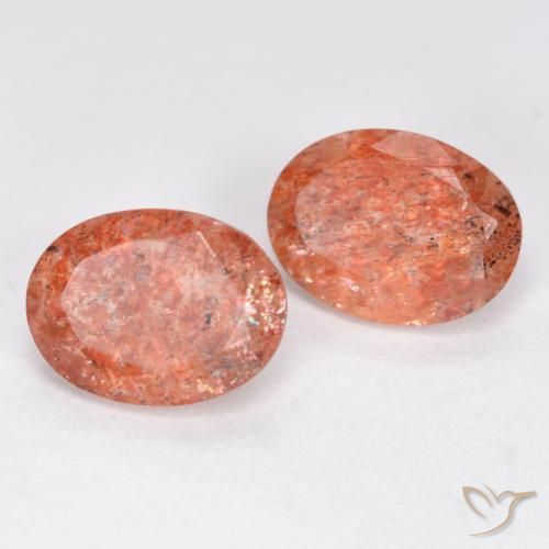 Gemas de Piedrasol Naranja medio natural de 2.50 ct, Ovalada, Translúcido