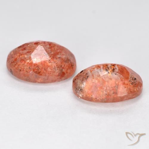 Gemas de Piedrasol Naranja medio natural de 2.50 ct, Ovalada, Translúcido