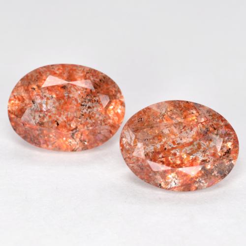 Gemas de Piedrasol Naranja medio natural de 2.38 ct, Corte Óvalo, Translúcido