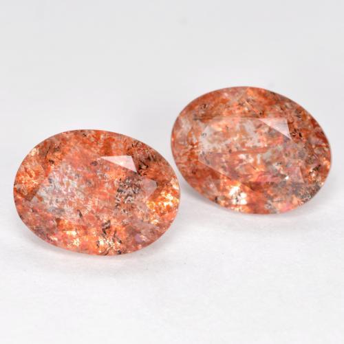 Gemas de Piedrasol Naranja medio natural de 2.38 ct, Corte Óvalo, Translúcido