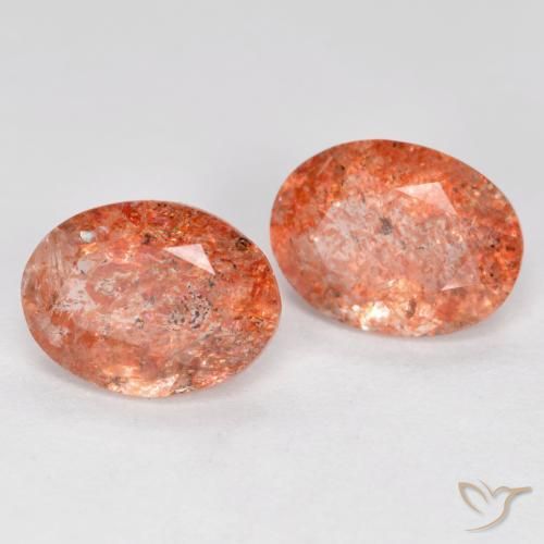 Gemas de Piedrasol Naranja rojizo natural de 2.32 ct, Ovalada, Translúcido