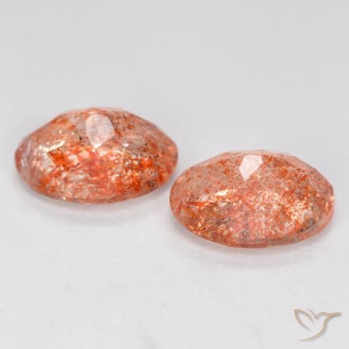Gemas de Piedrasol Naranja rojizo natural de 2.32 ct, Ovalada, Translúcido
