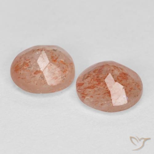 Gemas de Piedrasol Naranja claro medio natural de 1.51 ct, Redondo, Translúcido