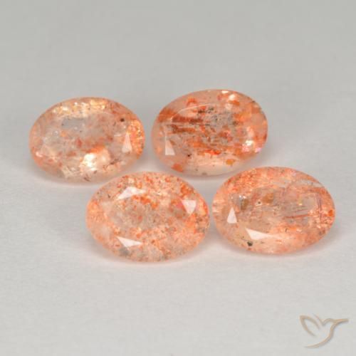 Gemas de Piedrasol Naranja jengibre natural de 3.38 ct, Ovalada, Translúcido