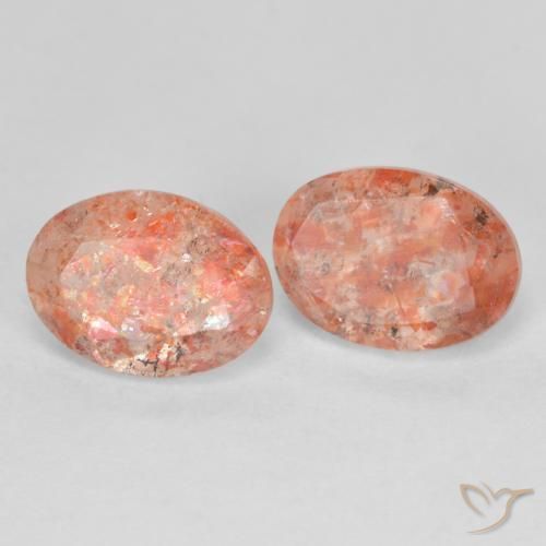 Gemas de Piedrasol Naranja durazno natural de 2.41 ct, Ovalada, Translúcido