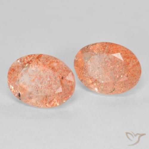 Gemas de Piedrasol Naranja rojizo natural de 2.53 ct, Ovalada, Translúcido